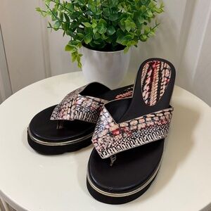 Donald J. Pliner Black and Brown Snake Print Sandals